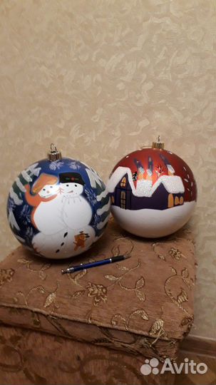 Новогодние украшения,большие шары 20см.цена за оба