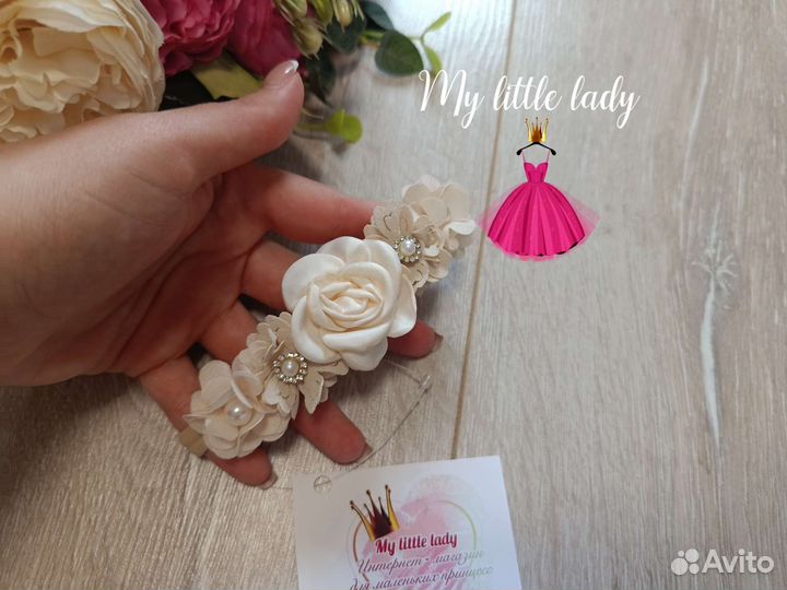 Повязка на голову цветы для малышки новая