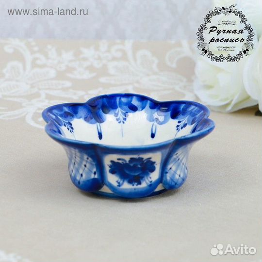 Креманка, большая, гжель, фарфор, 4х12 см