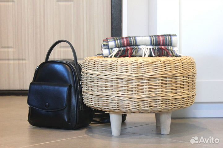 Пуфик в прихожую плетеная мебель дуб сканди новый