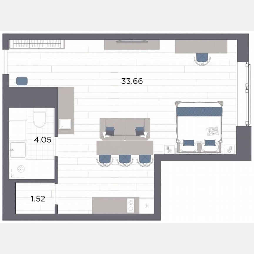 Апартаменты-студия, 39,2 м², 12/14 эт.