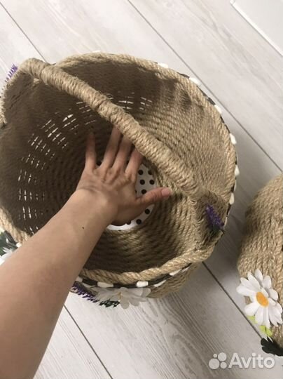 Корзина ручной работы из джута