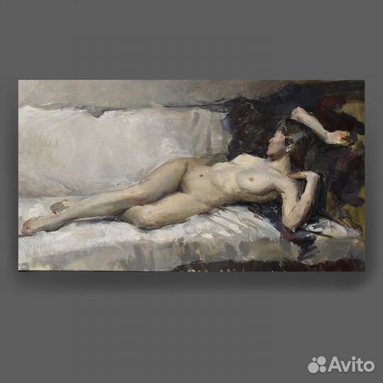 Картина маслом на холсте обнаженная модель