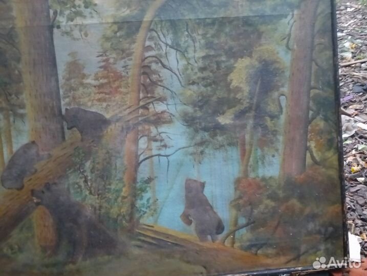 Картина Алису медведи залезли на дерево упавшое