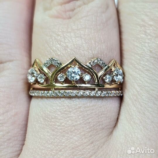 Золотое кольцо корона 19 размер 585 проба