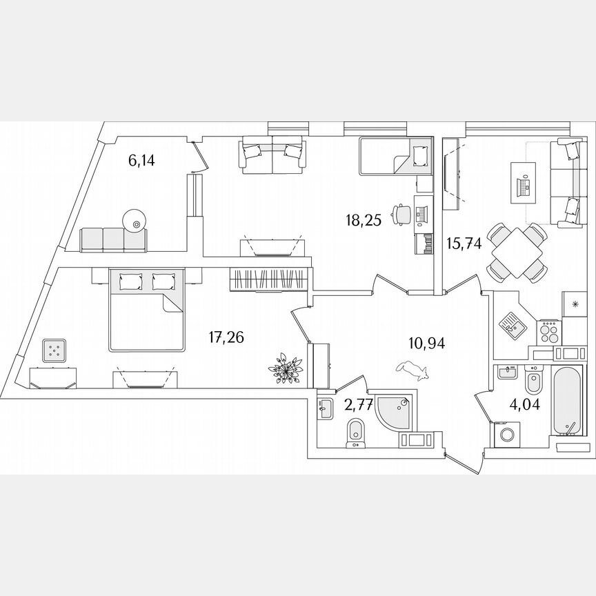 2-к. квартира, 72,1 м², 11/17 эт.