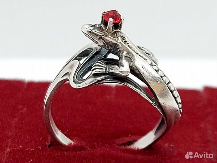 Винтажное кольцо, Ящерка, серебро 925