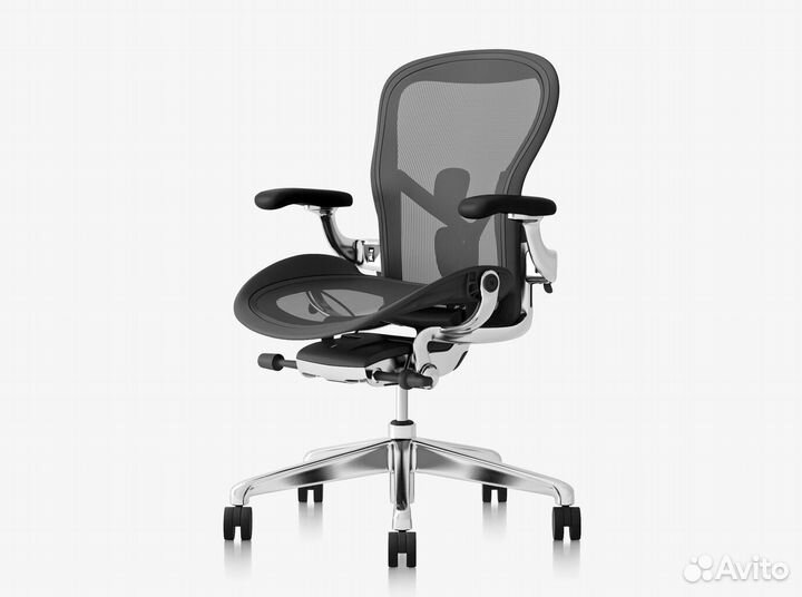 Кресло Herman Miller Aeron B/Carbon, Polished Alum