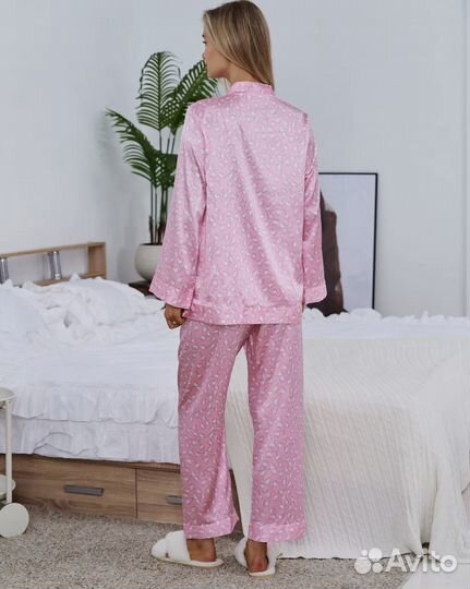 Пижама женская шелковая с рубашкой