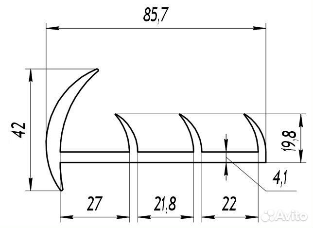 Уплотнитель ворот фургона 80мм(10 метров)