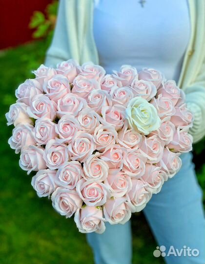 Букеты из мыльных роз в форме сердца