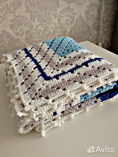 Плед детский, вязаный, ручная работа, в роддом