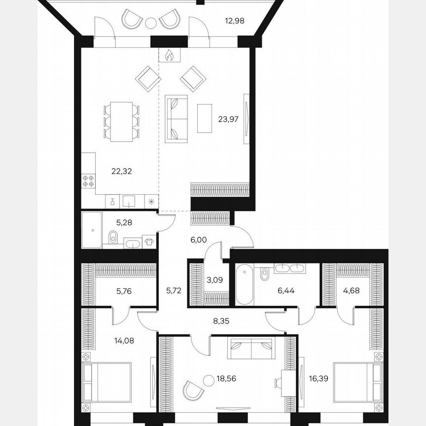 3-к. квартира, 142,4 м², 20/20 эт.