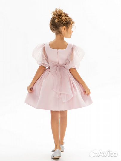 Платье пудровое атласное Роскошь с Детства 146 см