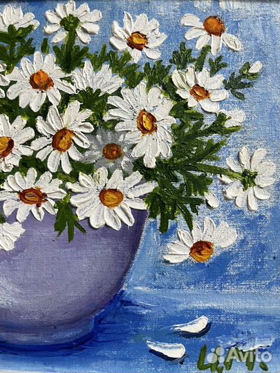 Картина маслом на холсте Ромашки