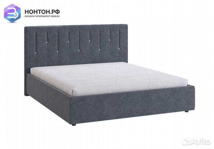 Кровать Кристи 2 1.6 м серо-синяя