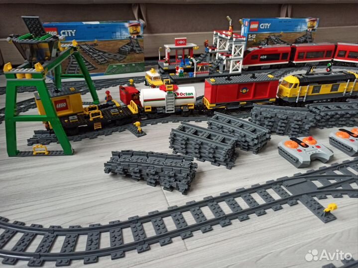 Lego city 7937, 7938, 7939 поезда, рельсы, станция