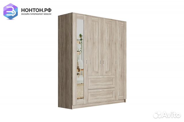 Шкаф четырехстворчатый Сириус дуб сонома с двумя я