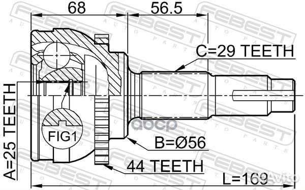 Шрус наружный 25x56x29 0210-069A44 Febest