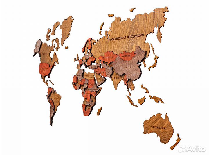 Карта мира из дерева Новороссийск