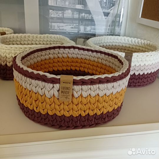 Корзина интерьерная из трикотажной пряжи
