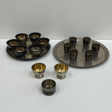 Посуда из мельхиора Кольчугино,рюмки,кружка,блюдо