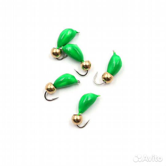 Мормышка 1.3г. безнас. Банан зелёный d-4,5 мм шари