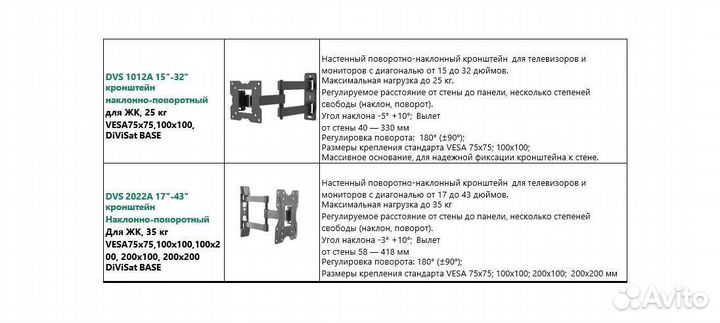 Кронштейны для телевизора от 10