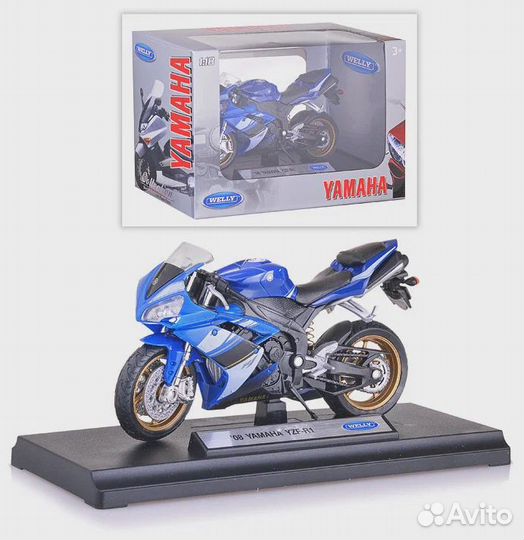 Мотоцикл Welly Yamaha YZF-R1 (12806P) 1:18, синий