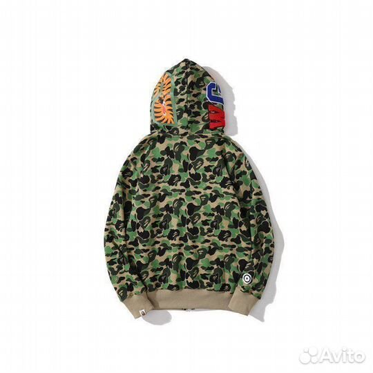 Зип худи Bape full Зип double hood зелен