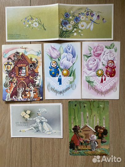 Открытки сюжетные, СССР чистые и подписанные