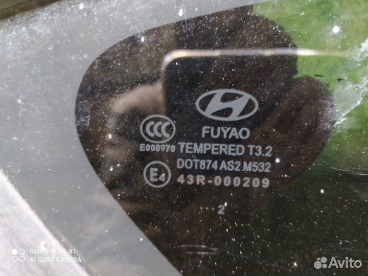 Стекло кузовное глухое заднее правое Hyundai