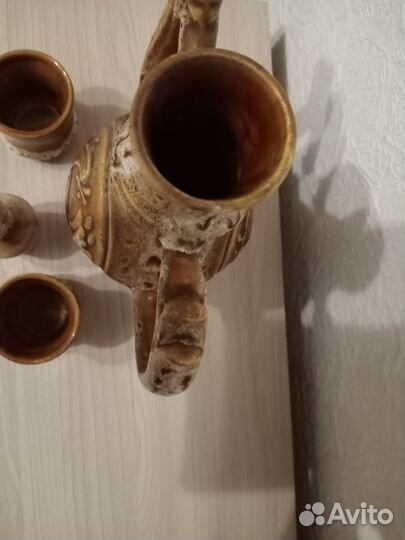 Кофейник и 2 чашки керамика СССР