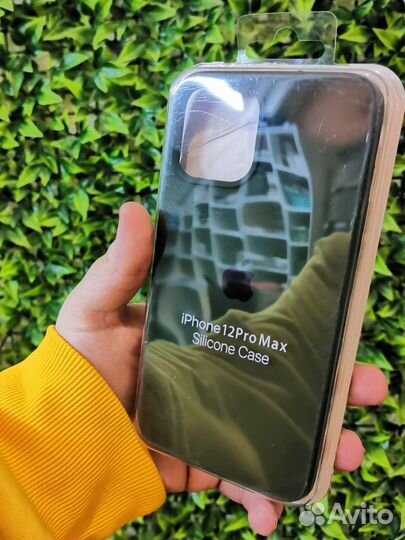 Чехол Silicone Case iPhone 12 ProMax(Black Green)