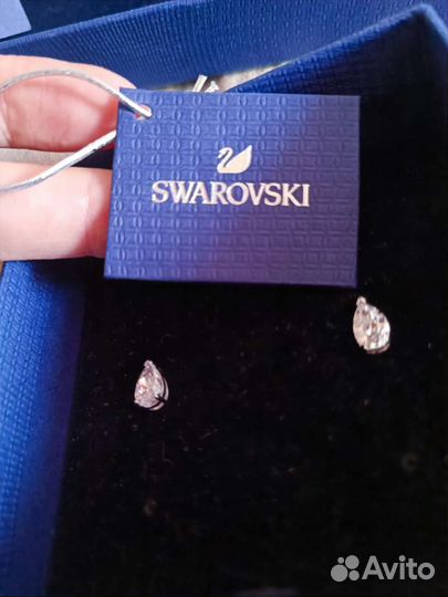 Серьги Swarovski оригинал с родиевым покрытием