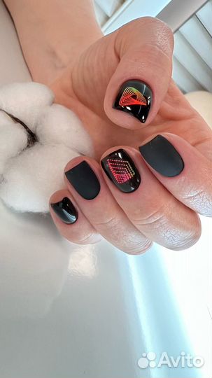 Маникюр гель лак с дизайном наращивание ногтей