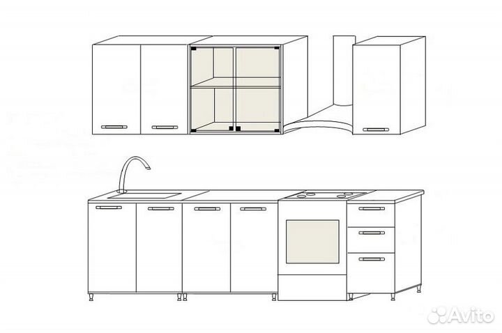 Кухня Радуга 4,3 м венге/дуб беленый