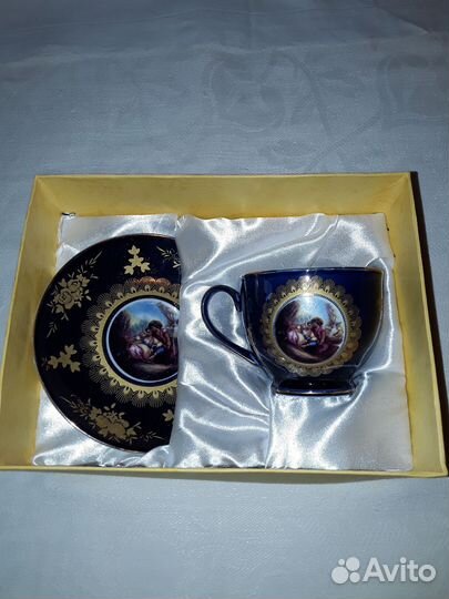 Чайная пара,кобальт,позолота