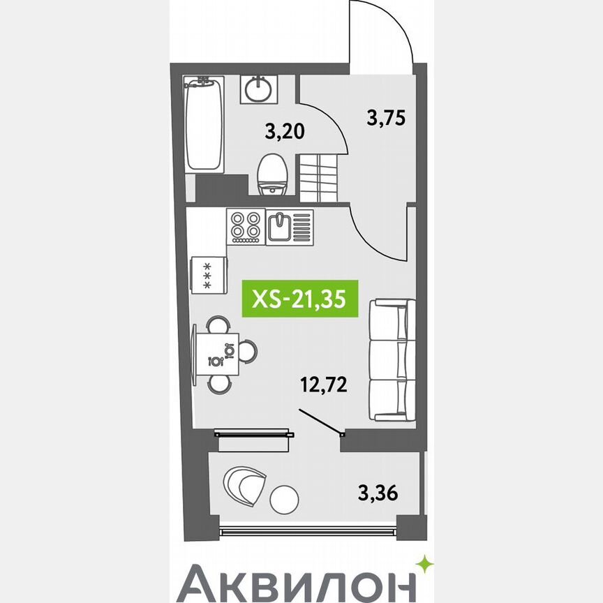 Квартира-студия, 22,2 м², 13/13 эт.