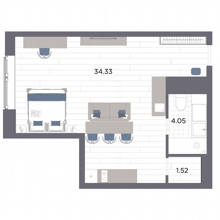 Апартаменты-студия, 39,9 м², 5/14 эт.