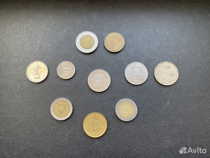 Монеты Аргентина, ОАЭ, Индия, Египет и Швеция