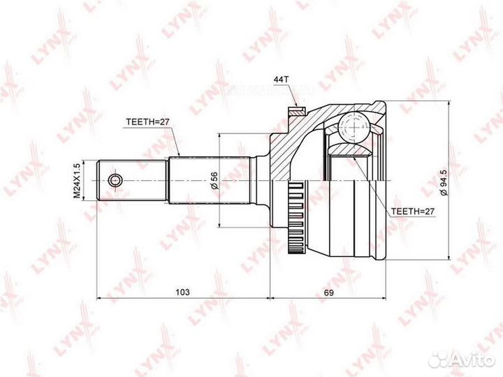 Lynxauto CO-5749A шрус наружный перед прав/лев