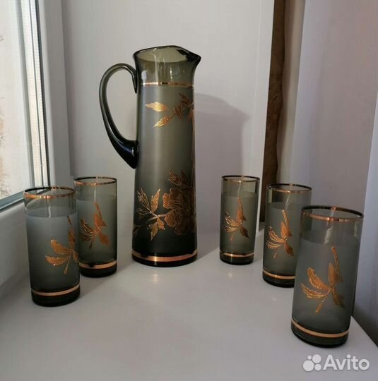 Набор для воды богемия позолота дымчатый