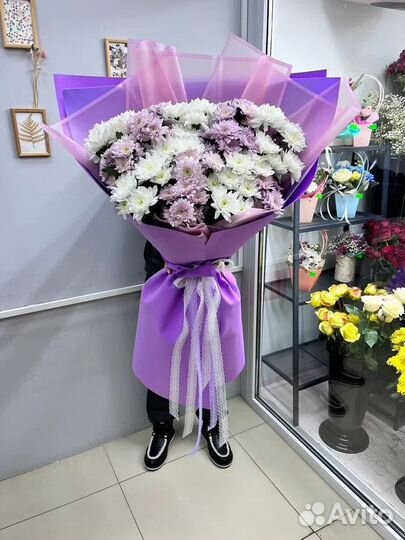 Букет-гигант из кустовых хризантем