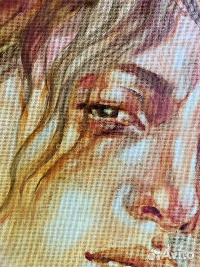 Картина маслом мужской портрет стильный эмоции