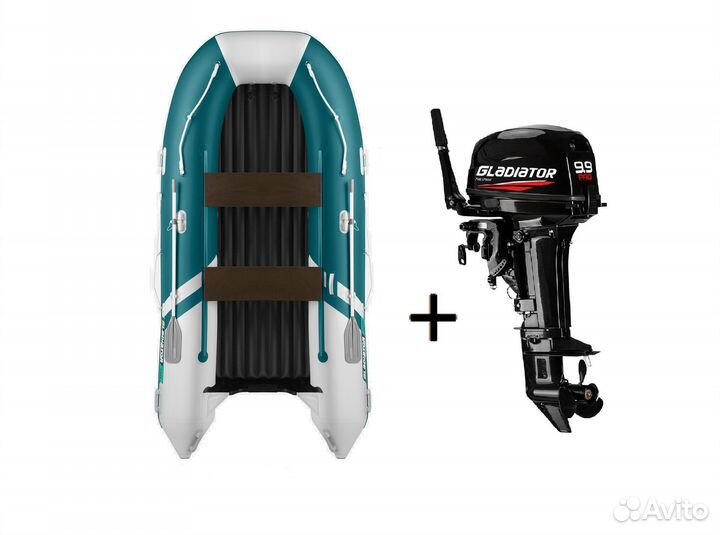 Мотор Gladiator 9.9 Pro + Лодка Gladiator E380S