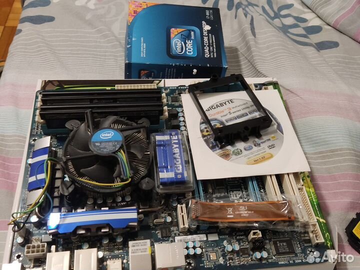 Материнка с процом, кулером, памятью и ssd