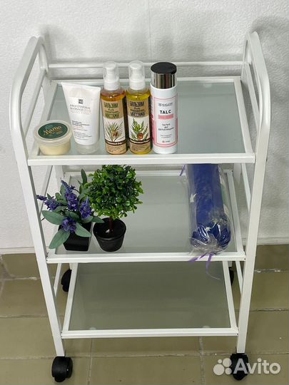 Полка подкатная этажерка столик стекло