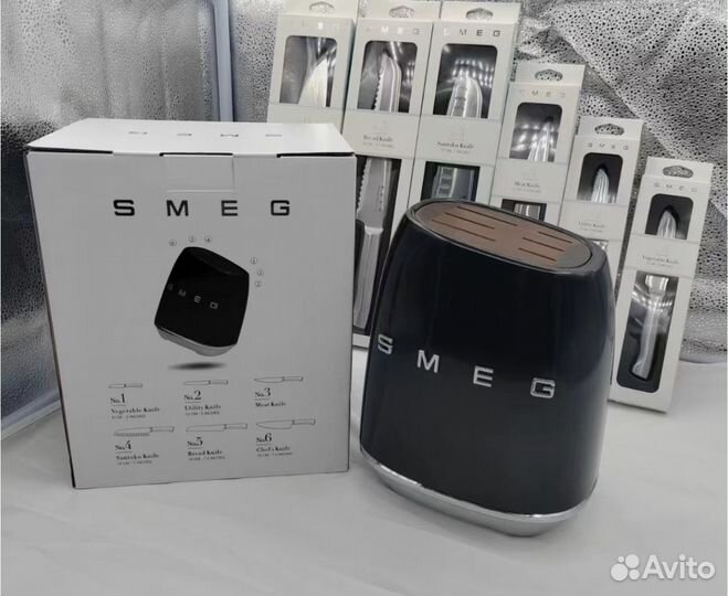 Чёрный набор ножей Smeg