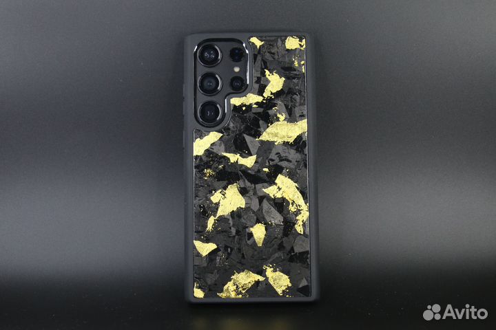 Чехол на Samsung Galaxy Кованый карбон Золото